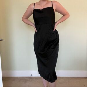 Old Navy Black Midi Dress with Spaghetti Straps